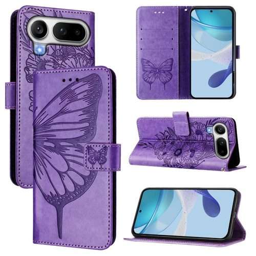 For Honor Magic8 Pro Air 5G Embossed Butterfly Leather Phone Case(Purple)