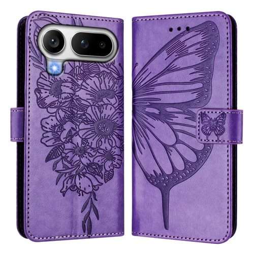 For Honor Magic8 Pro Air 5G Embossed Butterfly Leather Phone Case(Purple)