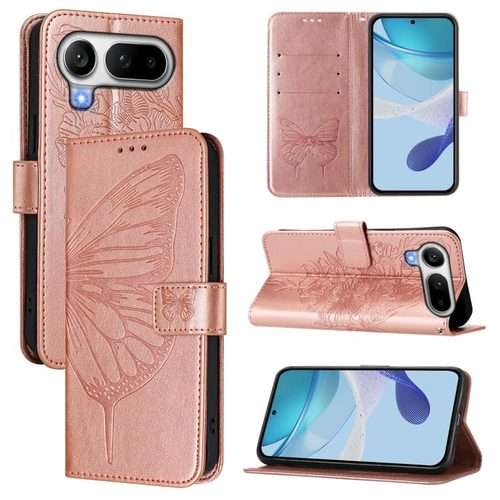For Honor Magic8 Pro Air 5G Embossed Butterfly Leather Phone Case(Rose Gold)