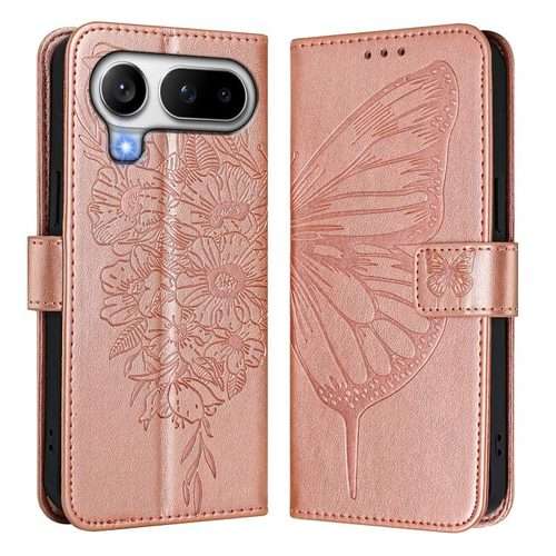 For Honor Magic8 Pro Air 5G Embossed Butterfly Leather Phone Case(Rose Gold)