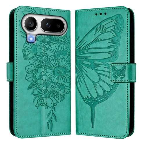 For Honor Magic8 Pro Air 5G Embossed Butterfly Leather Phone Case(Green)