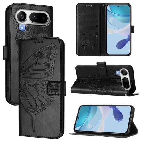 For Honor Magic8 Pro Air 5G Embossed Butterfly Leather Phone Case(Black)