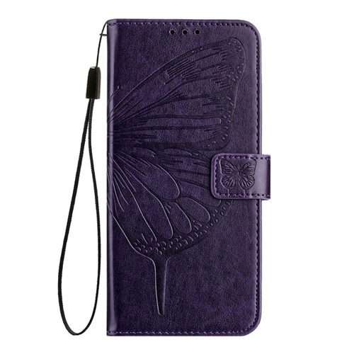 For Honor Magic8 Pro Air 5G Embossed Butterfly Leather Phone Case(Dark Purple)