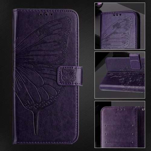 For Honor Magic8 Pro Air 5G Embossed Butterfly Leather Phone Case(Dark Purple)