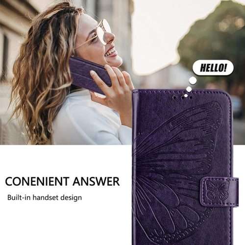For Honor Magic8 Pro Air 5G Embossed Butterfly Leather Phone Case(Dark Purple)
