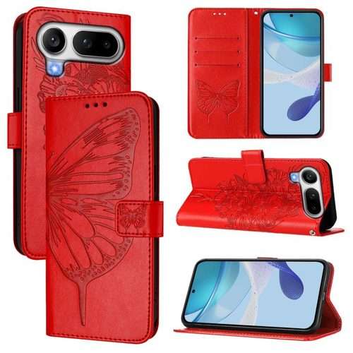 For Honor Magic8 Pro Air 5G Embossed Butterfly Leather Phone Case(Red)