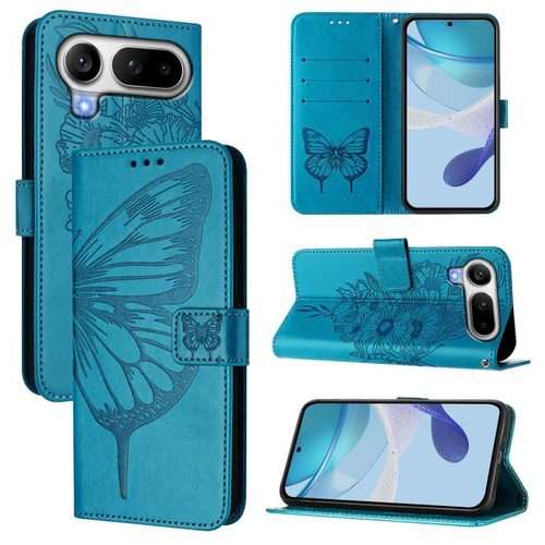 For Honor Magic8 Pro Air 5G Embossed Butterfly Leather Phone Case(Blue)