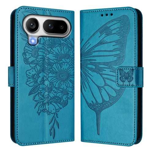 For Honor Magic8 Pro Air 5G Embossed Butterfly Leather Phone Case(Blue)