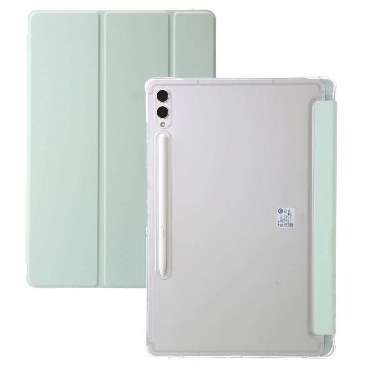 For Samsung Galaxy Tab S10 FE / S9 FE / S9 3-Fold Clear Acrylic Leather Tablet Case(Green)