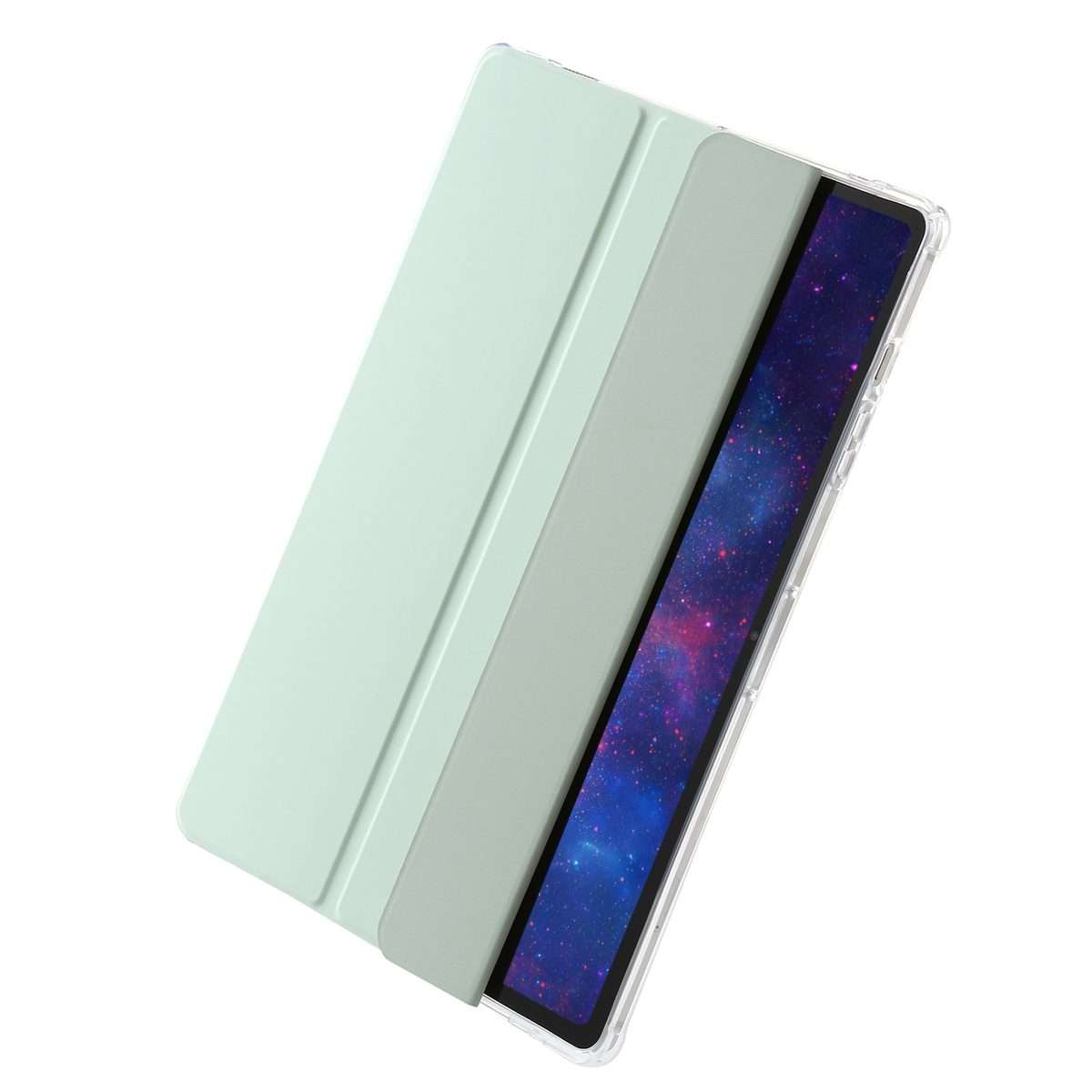 For Samsung Galaxy Tab S10 FE / S9 FE / S9 3-Fold Clear Acrylic Leather Tablet Case(Green)