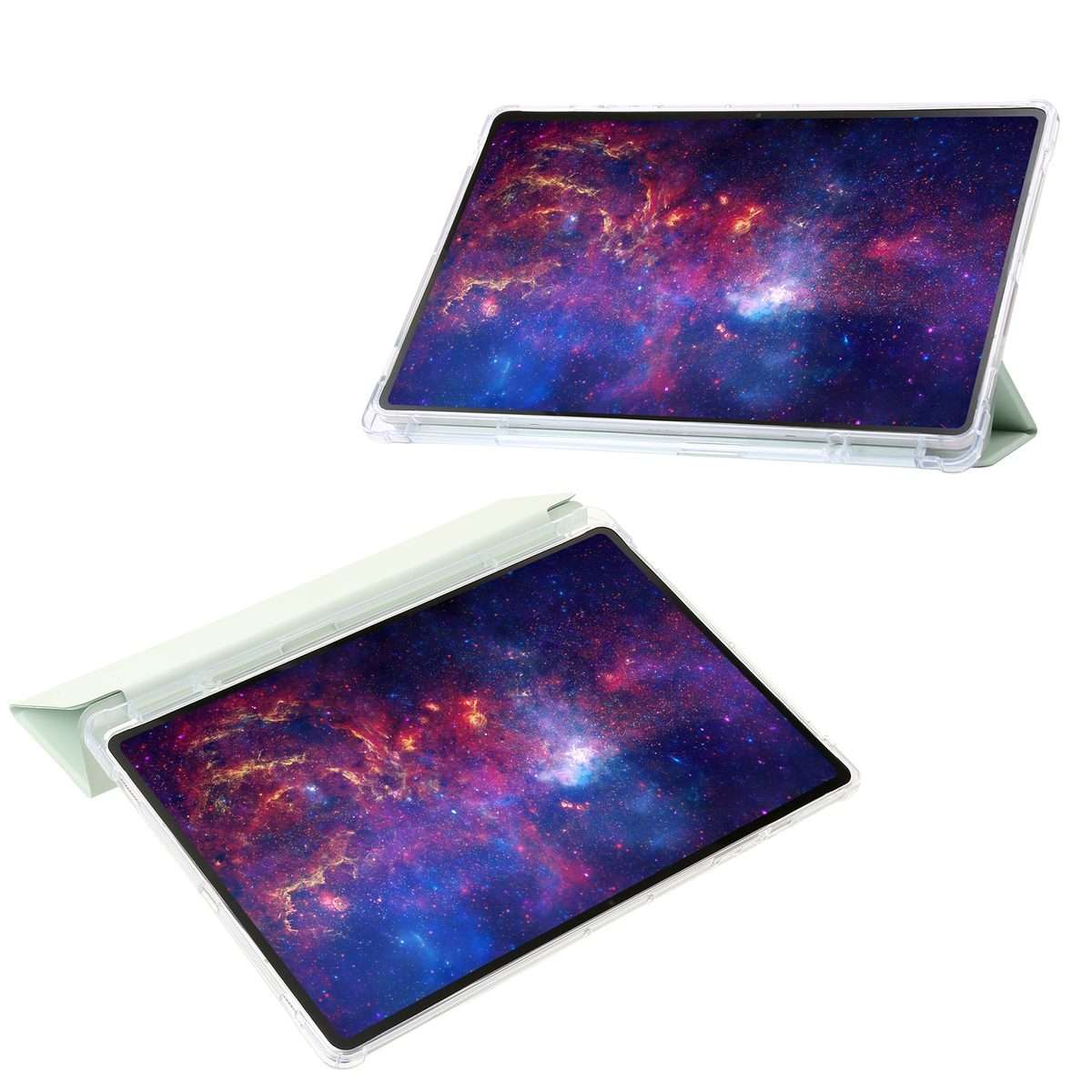 For Samsung Galaxy Tab S10 FE / S9 FE / S9 3-Fold Clear Acrylic Leather Tablet Case(Green)