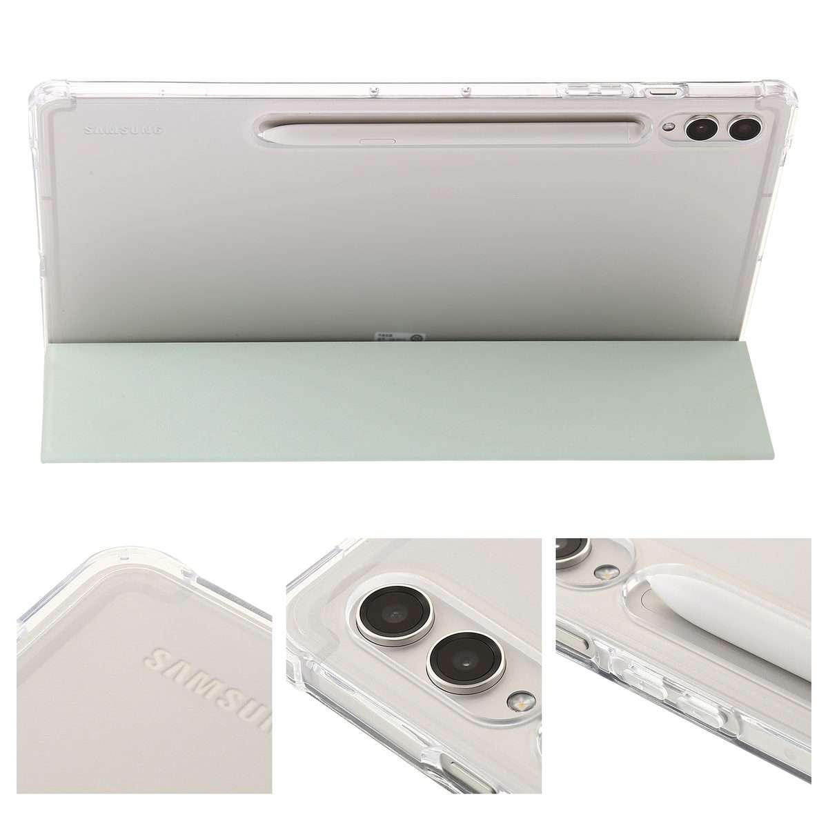 For Samsung Galaxy Tab S10 FE / S9 FE / S9 3-Fold Clear Acrylic Leather Tablet Case(Green)