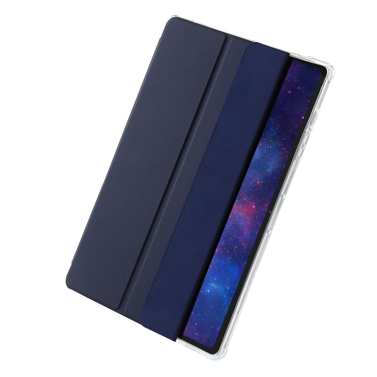 For Samsung Galaxy Tab S10 FE / S9 FE / S9 3-Fold Clear Acrylic Leather Tablet Case(Dark Blue)