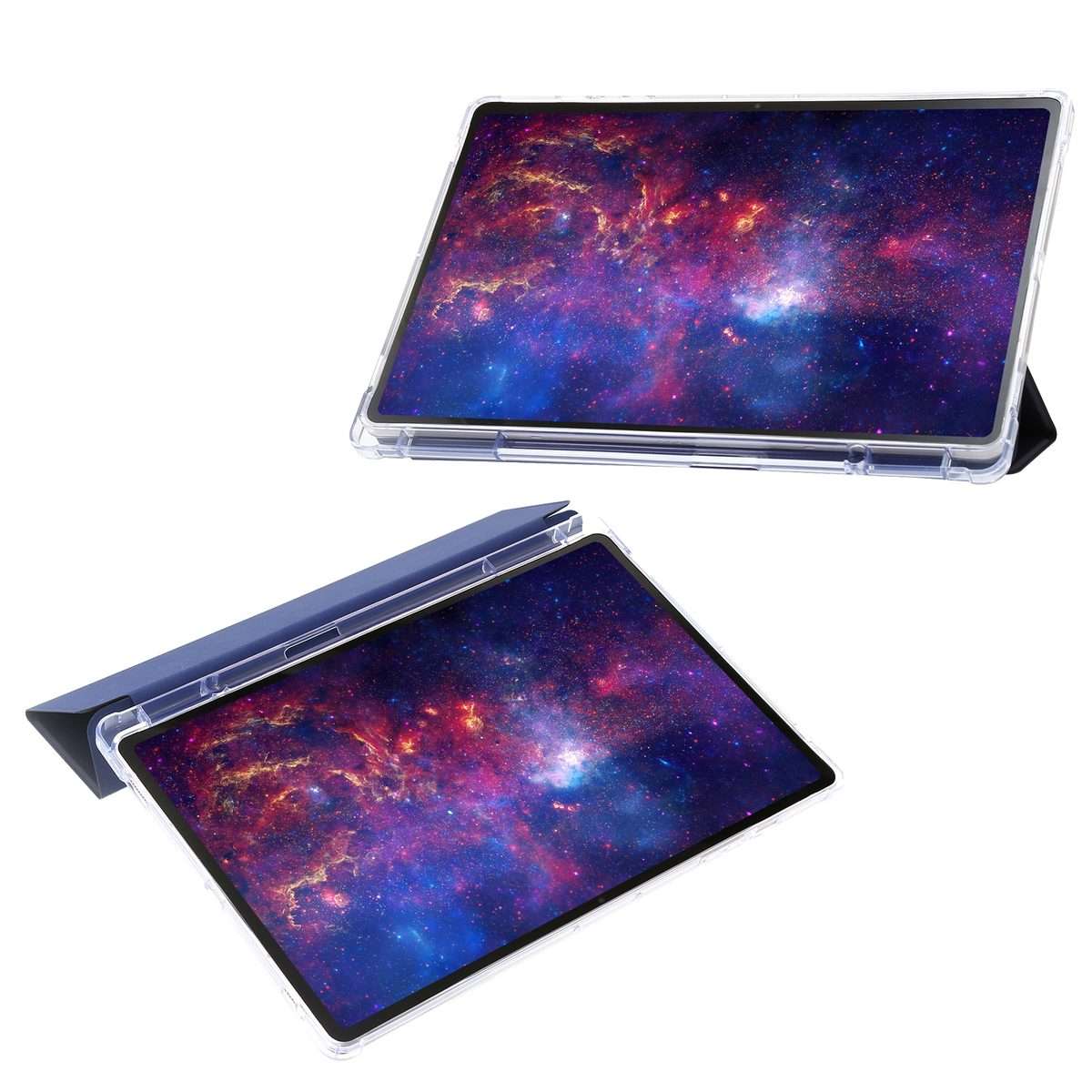 For Samsung Galaxy Tab S10 FE / S9 FE / S9 3-Fold Clear Acrylic Leather Tablet Case(Dark Blue)
