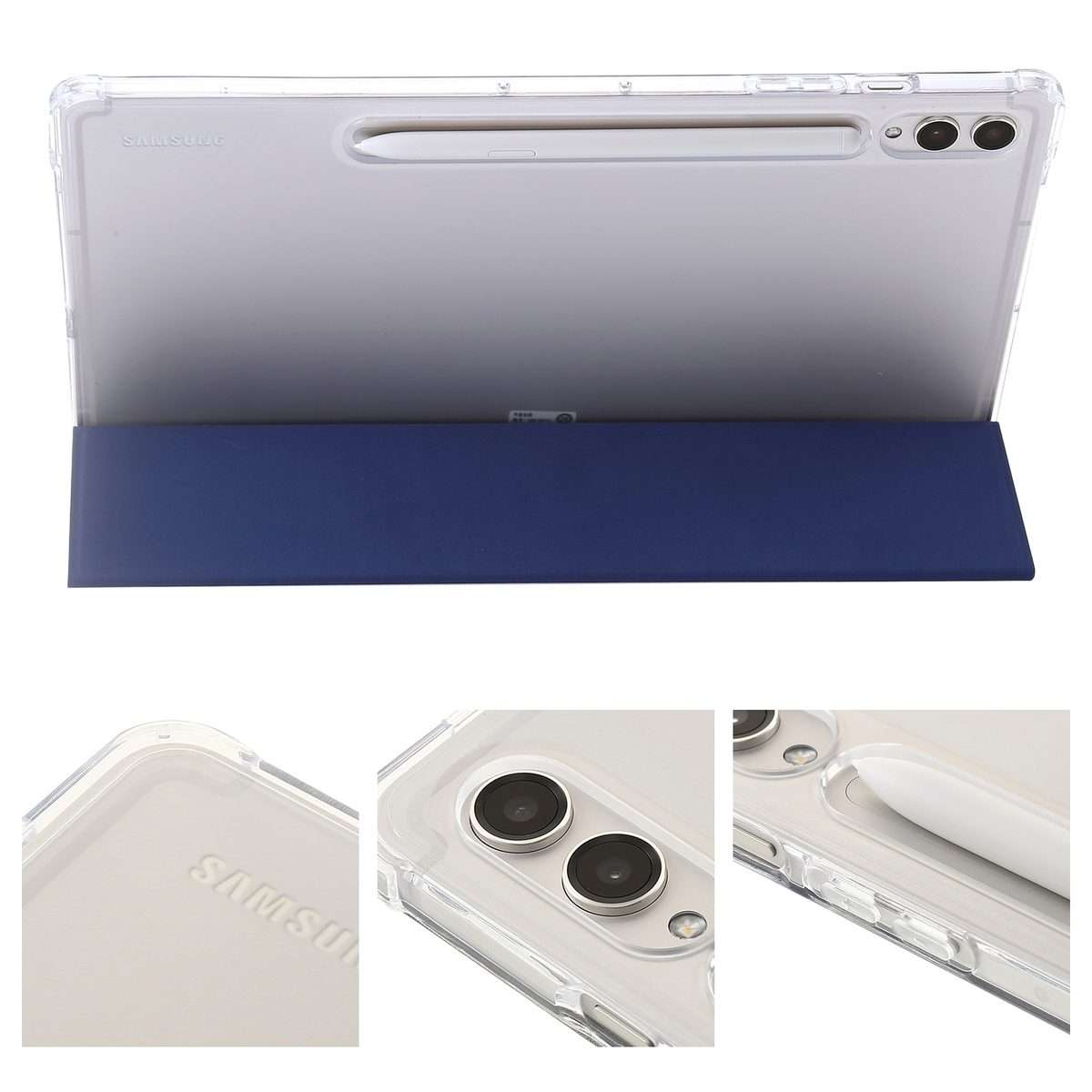 For Samsung Galaxy Tab S10 FE / S9 FE / S9 3-Fold Clear Acrylic Leather Tablet Case(Dark Blue)
