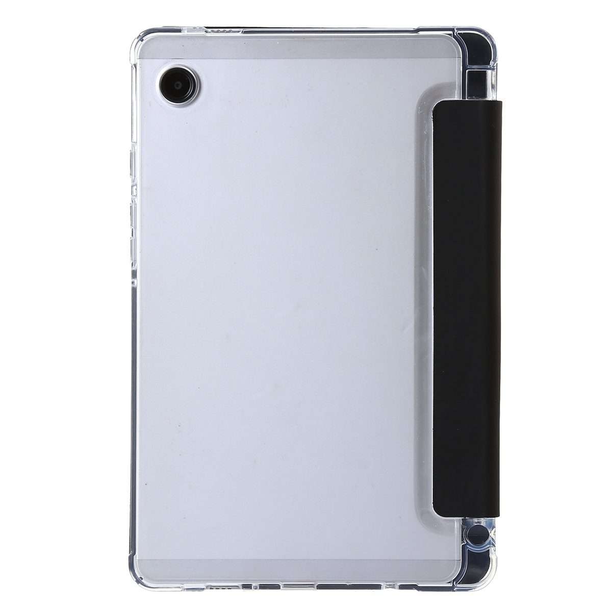 For Samsung Galaxy Tab A9+ 3-Fold Clear Acrylic Leather Tablet Case(Black)