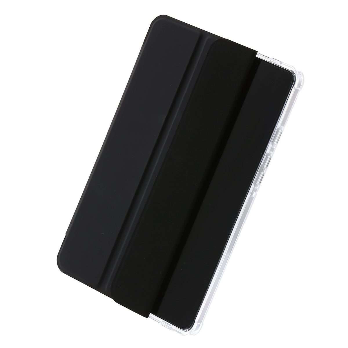 For Samsung Galaxy Tab A9+ 3-Fold Clear Acrylic Leather Tablet Case(Black)