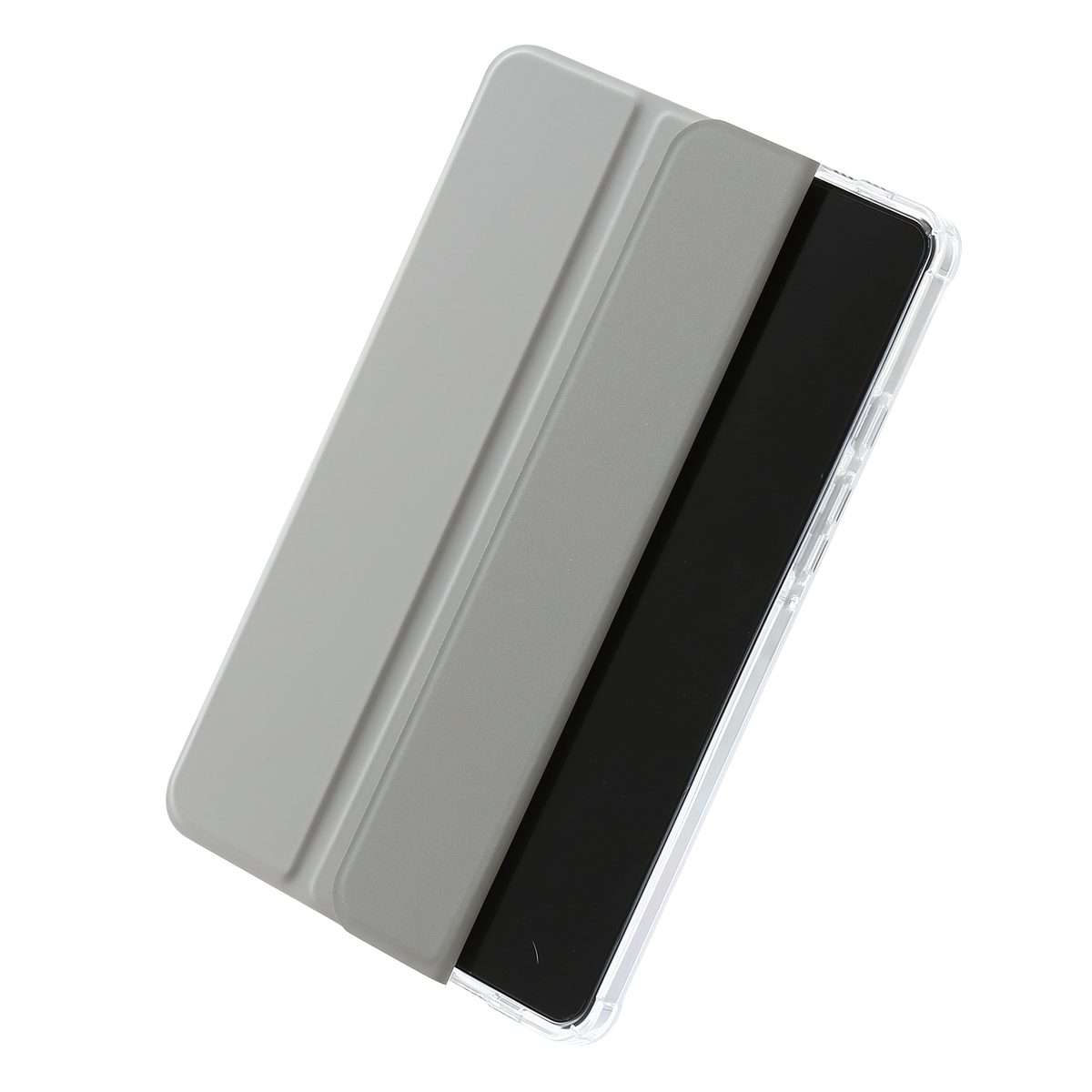 For Samsung Galaxy Tab A9+ 3-Fold Clear Acrylic Leather Tablet Case(Grey)