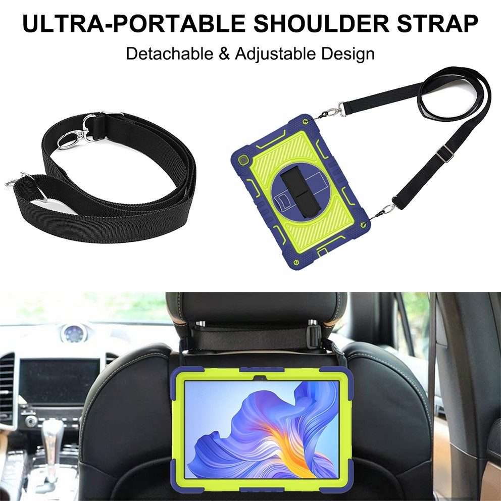 For Honor Pad X8 360 Degree Rotation PC Contrast Silicone Tablet Case(Navy Blue + Yellow Green)