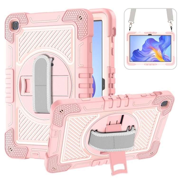 For Honor Pad X8 360 Degree Rotation PC Contrast Silicone Tablet Case(Rose Gold)