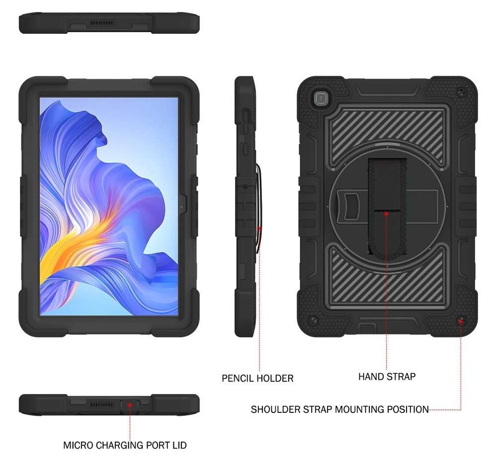 For Honor Pad X8 360 Degree Rotation PC Contrast Silicone Tablet Case(Black)