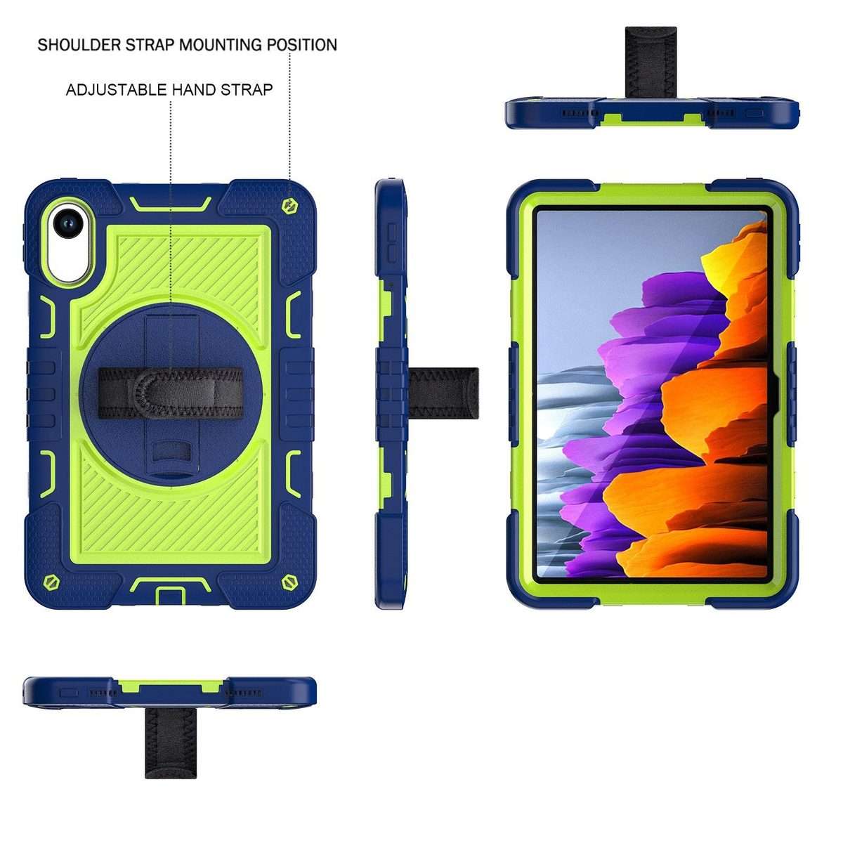 For Xiaomi Redmi Pad 2 360 Degree Rotation PC Contrast Silicone Tab ... (Navy Blue + Yellow Green)