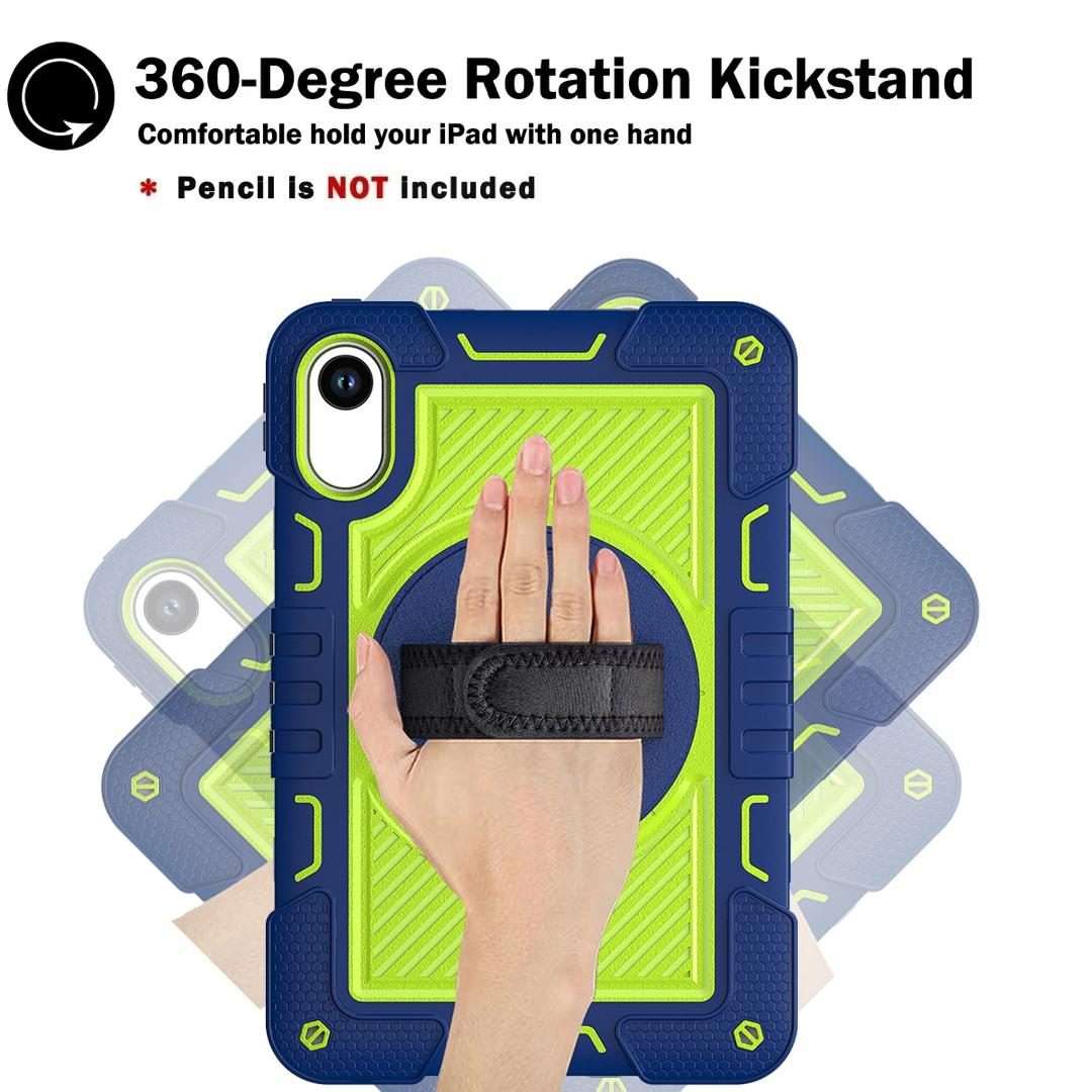 For Xiaomi Redmi Pad 2 360 Degree Rotation PC Contrast Silicone Tab ... (Navy Blue + Yellow Green)