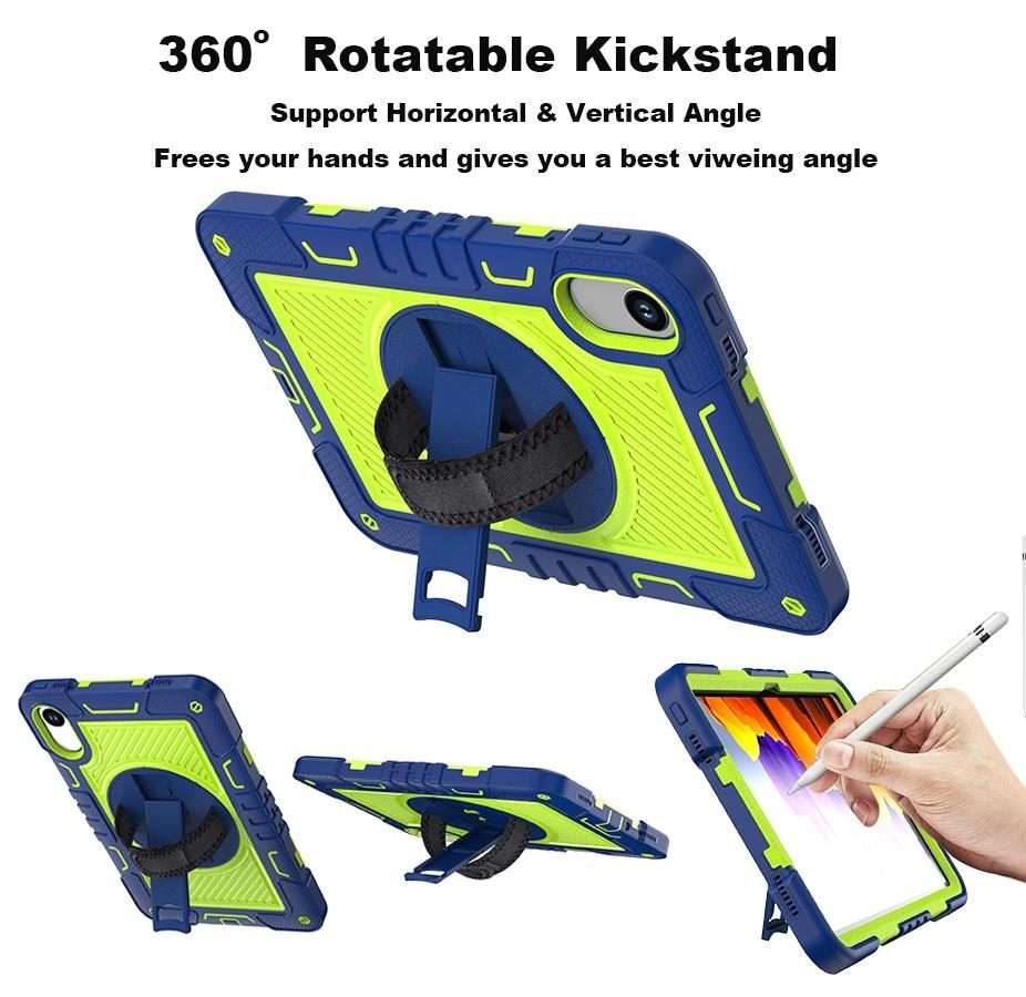 For Xiaomi Redmi Pad 2 360 Degree Rotation PC Contrast Silicone Tab ... (Navy Blue + Yellow Green)