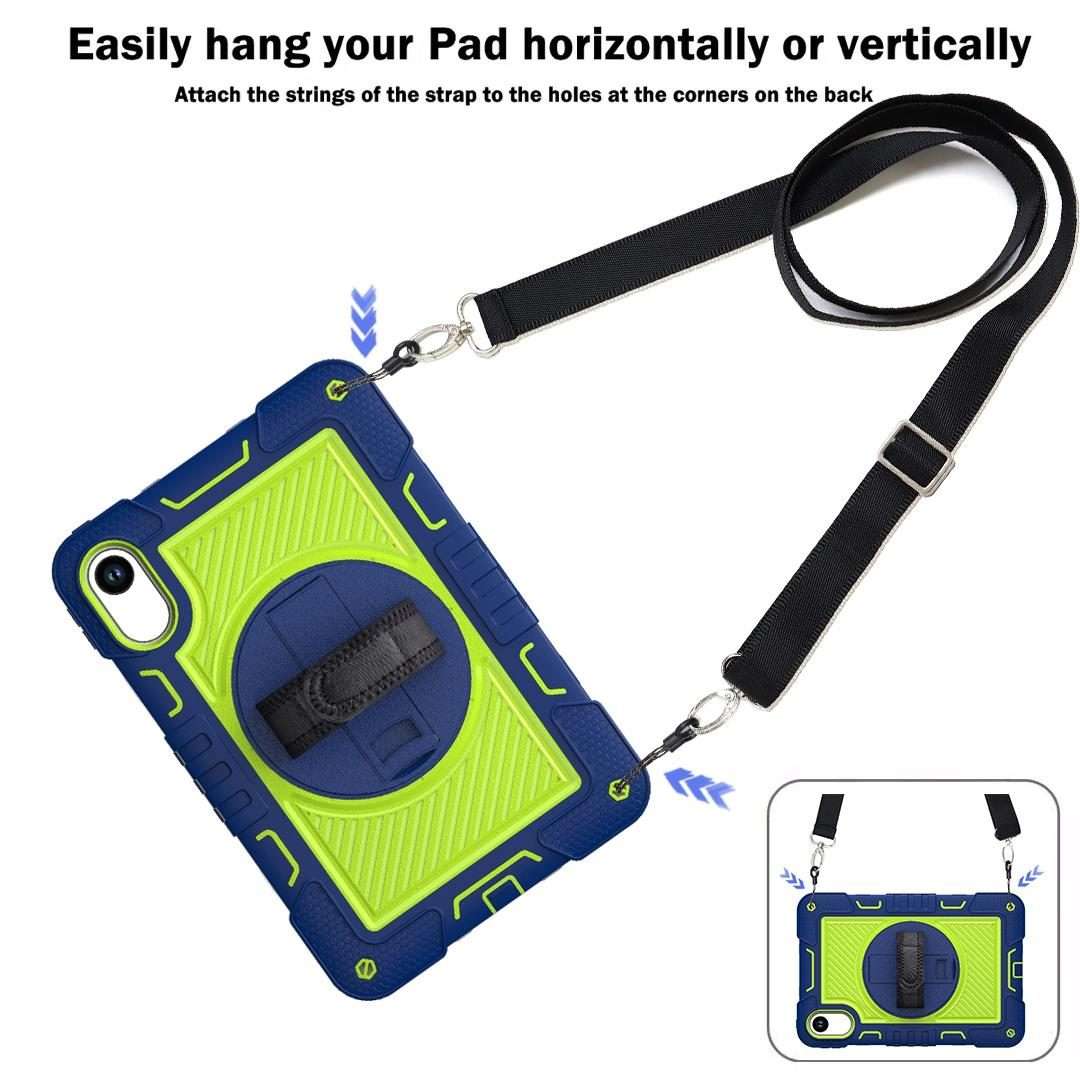 For Xiaomi Redmi Pad 2 360 Degree Rotation PC Contrast Silicone Tab ... (Navy Blue + Yellow Green)