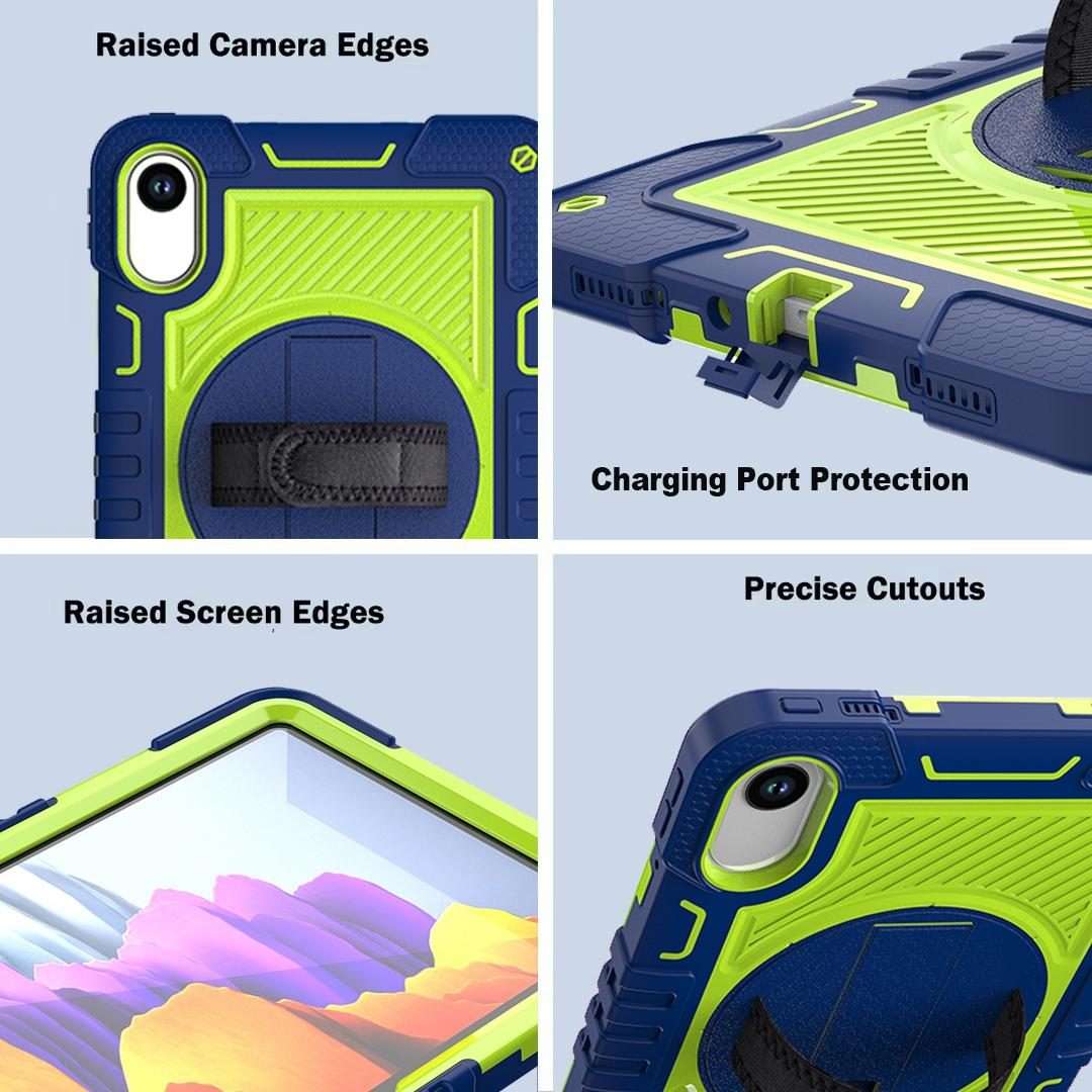 For Xiaomi Redmi Pad 2 360 Degree Rotation PC Contrast Silicone Tab ... (Navy Blue + Yellow Green)