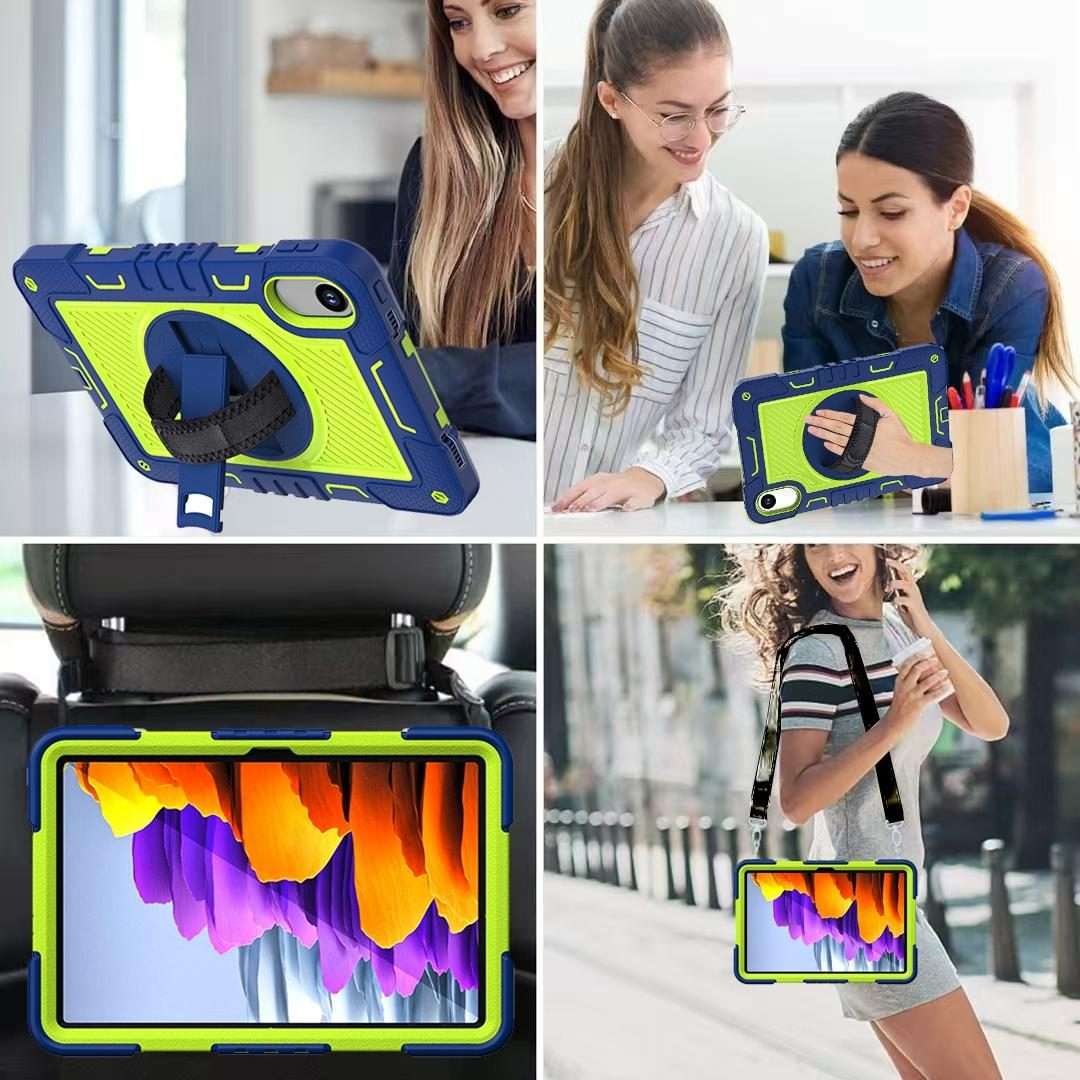 For Xiaomi Redmi Pad 2 360 Degree Rotation PC Contrast Silicone Tab ... (Navy Blue + Yellow Green)