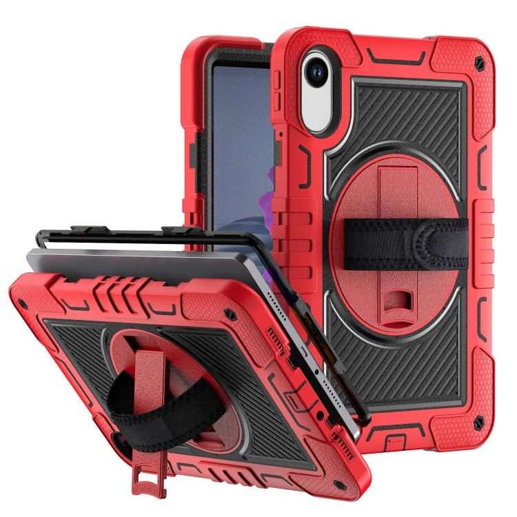 For Xiaomi Redmi Pad 2 360 Degree Rotation PC Contrast Silicone Tablet Case(Red + Black)