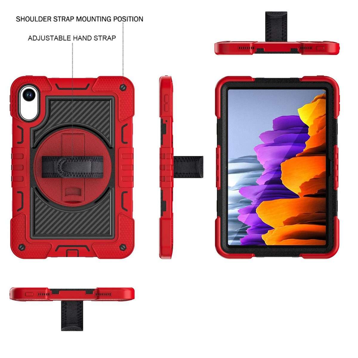 For Xiaomi Redmi Pad 2 360 Degree Rotation PC Contrast Silicone Tablet Case(Red + Black)