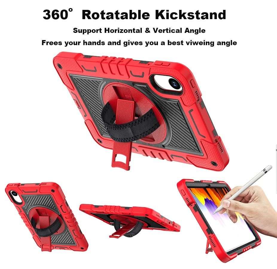 For Xiaomi Redmi Pad 2 360 Degree Rotation PC Contrast Silicone Tablet Case(Red + Black)