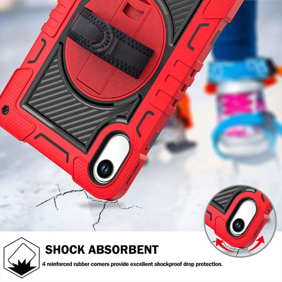 For Xiaomi Redmi Pad 2 360 Degree Rotation PC Contrast Silicone Tablet Case(Red + Black)