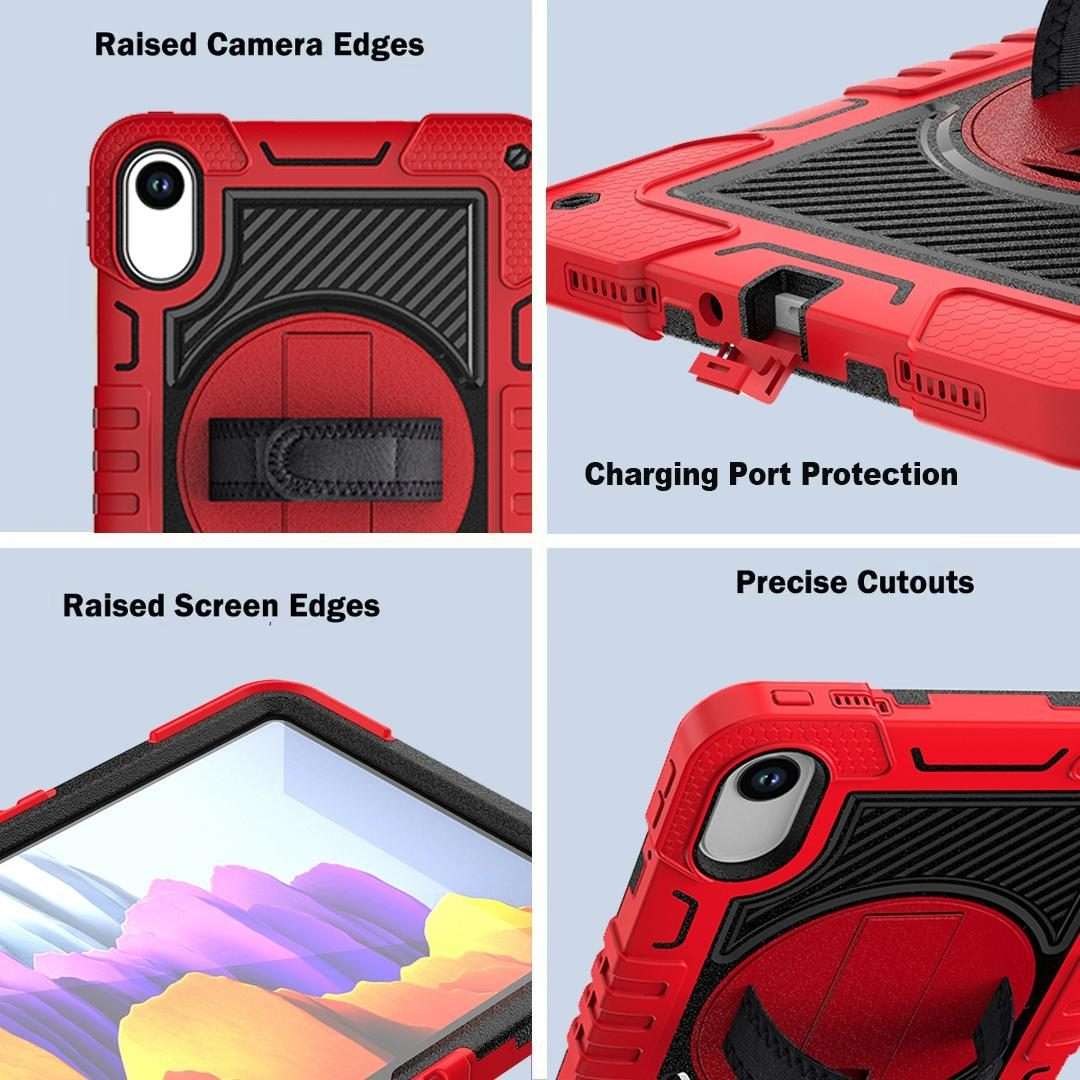 For Xiaomi Redmi Pad 2 360 Degree Rotation PC Contrast Silicone Tablet Case(Red + Black)