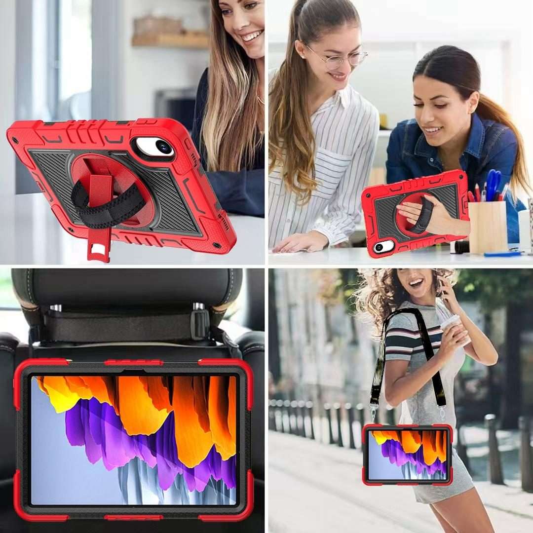 For Xiaomi Redmi Pad 2 360 Degree Rotation PC Contrast Silicone Tablet Case(Red + Black)