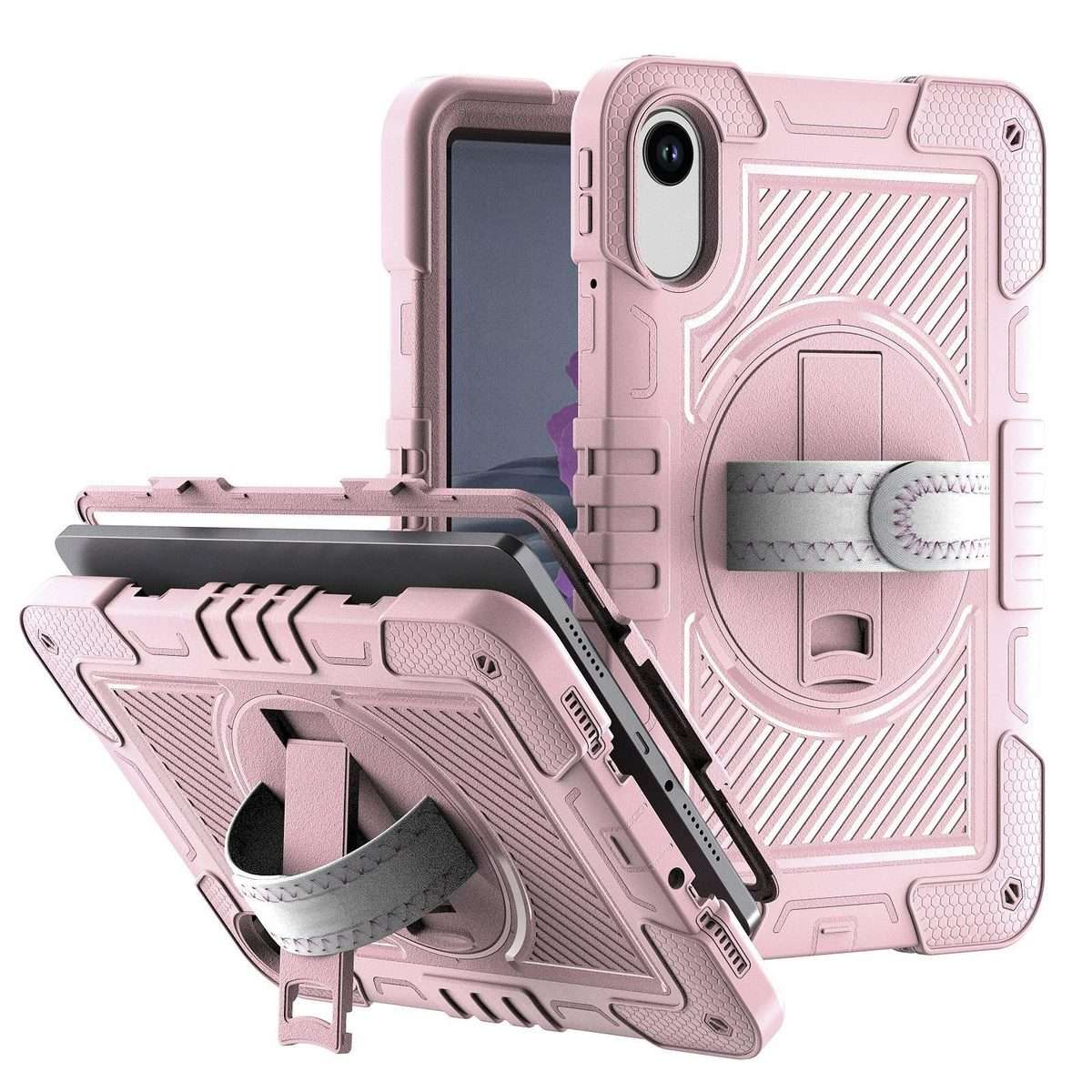 For Xiaomi Redmi Pad 2 360 Degree Rotation PC Contrast Silicone Tablet Case(Rose Gold)