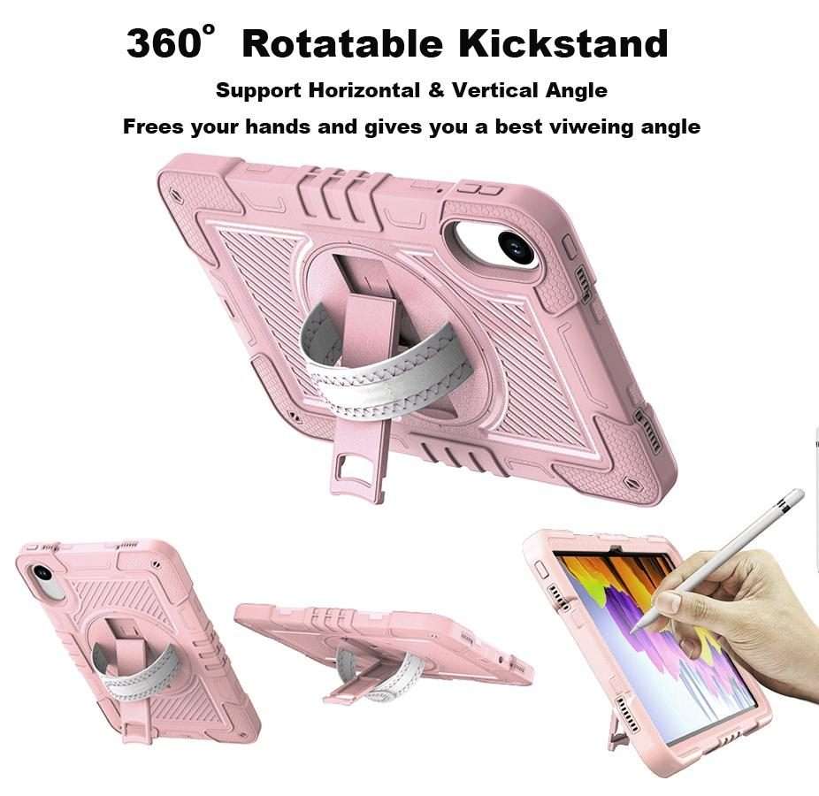 For Xiaomi Redmi Pad 2 360 Degree Rotation PC Contrast Silicone Tablet Case(Rose Gold)