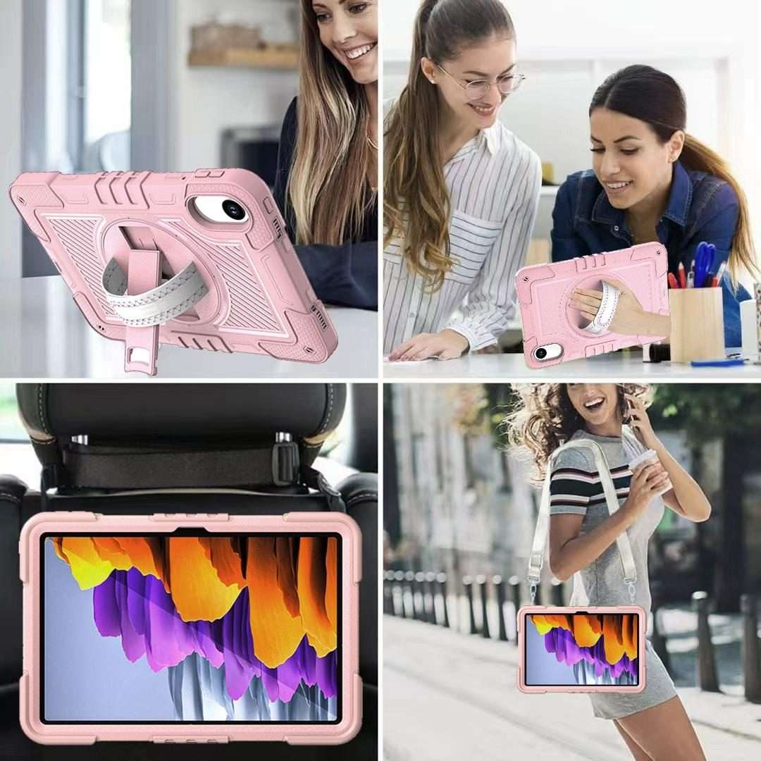 For Xiaomi Redmi Pad 2 360 Degree Rotation PC Contrast Silicone Tablet Case(Rose Gold)