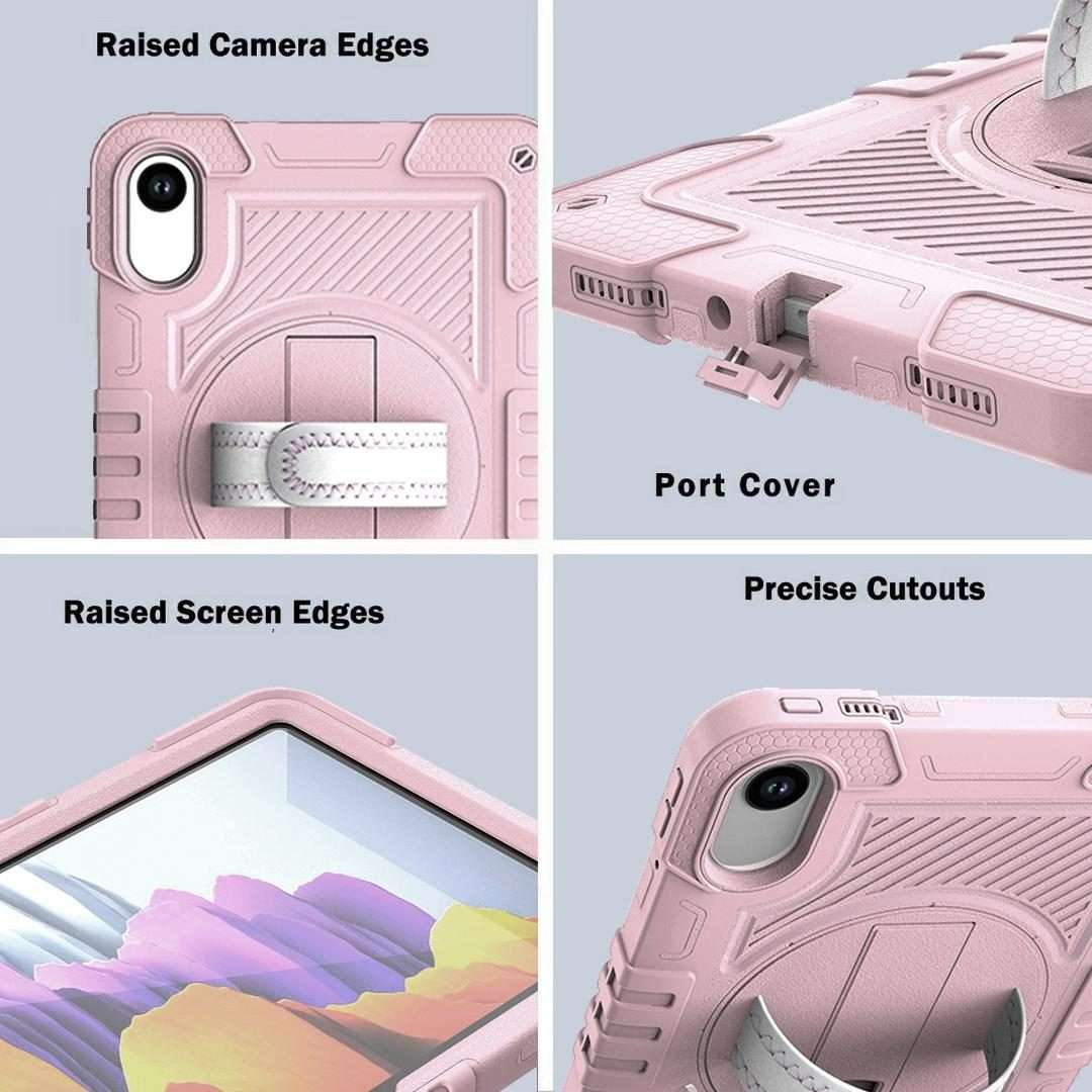 For Xiaomi Redmi Pad 2 360 Degree Rotation PC Contrast Silicone Tablet Case(Rose Gold)