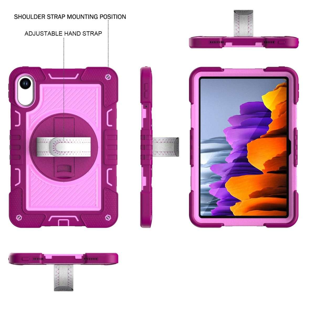 For Xiaomi Redmi Pad 2 360 Degree Rotation PC Contrast Silicone Tablet Case(Rose Red + Pink)