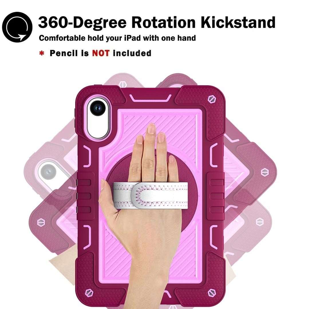 For Xiaomi Redmi Pad 2 360 Degree Rotation PC Contrast Silicone Tablet Case(Rose Red + Pink)