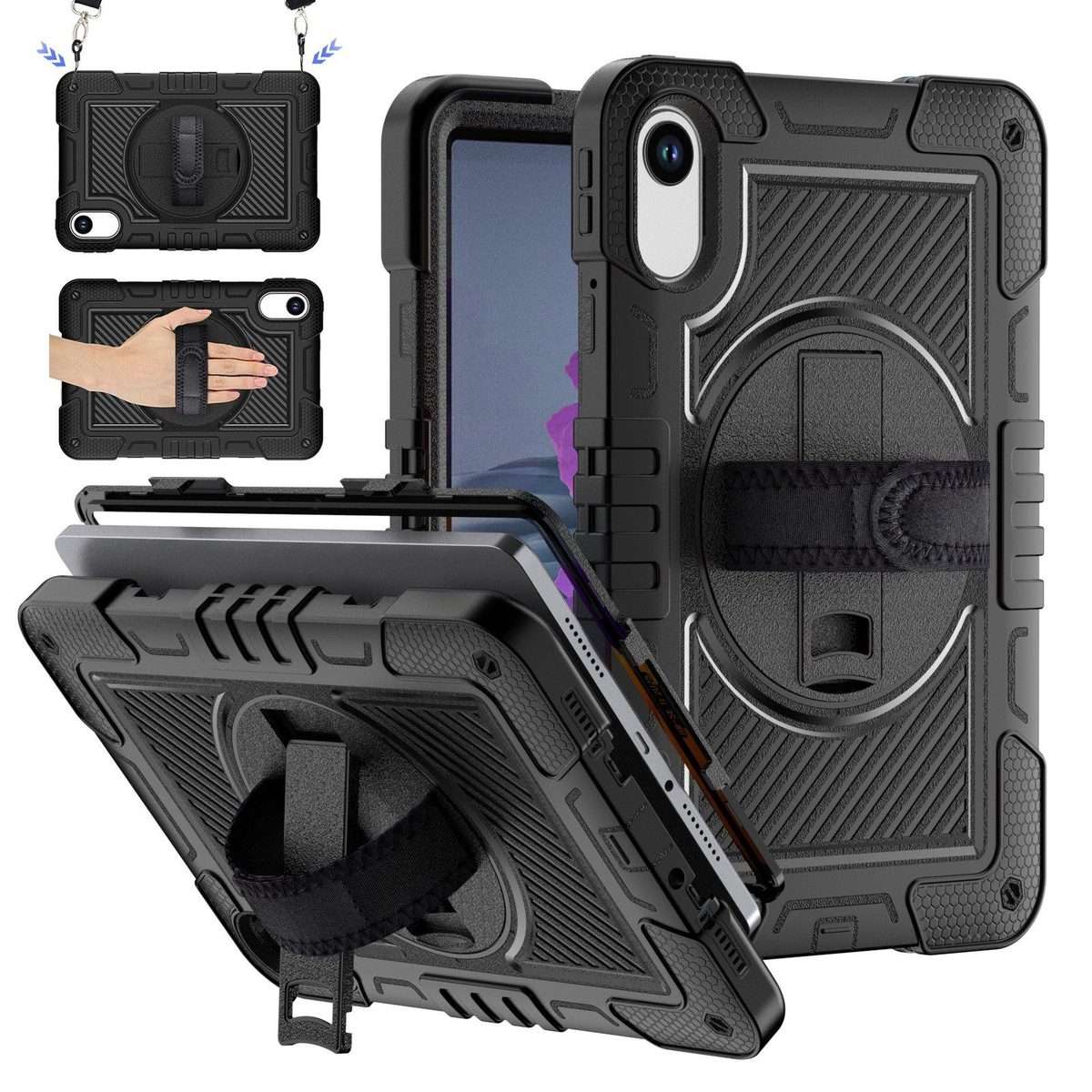 For Xiaomi Redmi Pad 2 360 Degree Rotation PC Contrast Silicone Tablet Case(Black)
