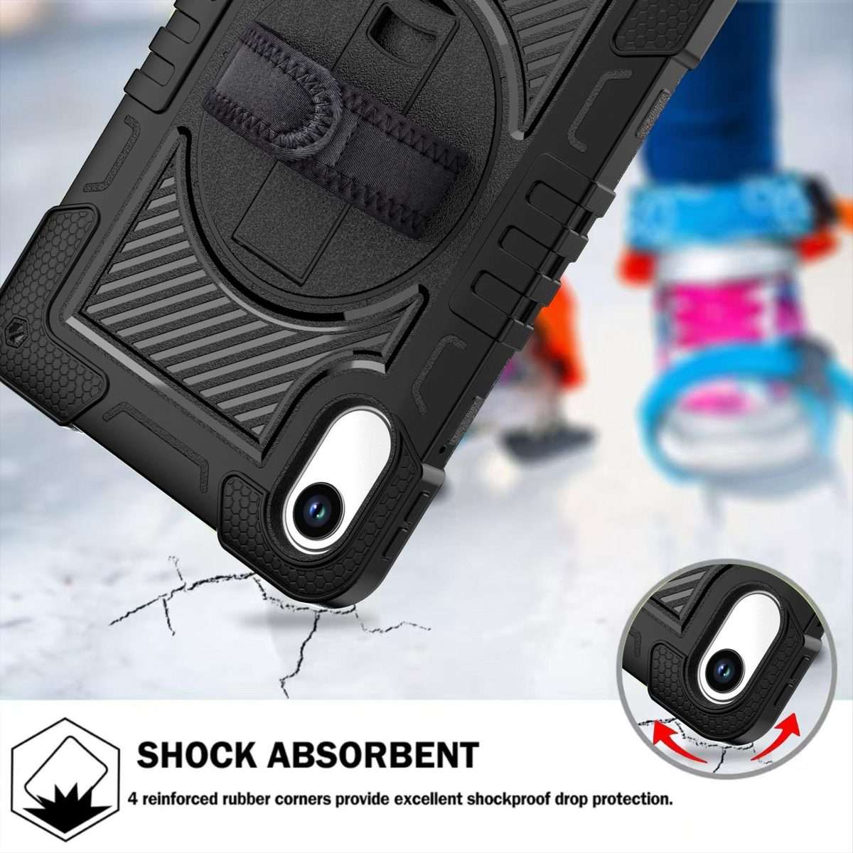 For Xiaomi Redmi Pad 2 360 Degree Rotation PC Contrast Silicone Tablet Case(Black)