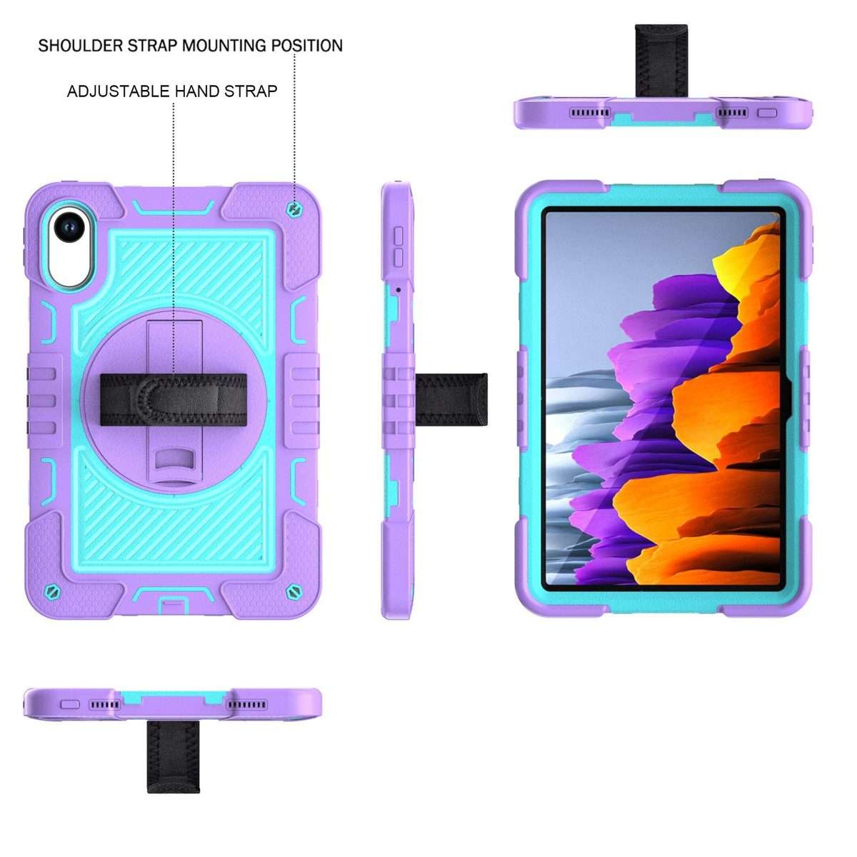 For Xiaomi Redmi Pad 2 360 Degree Rotation PC Contrast Silicone Tablet Case(Purple + Mint Green)