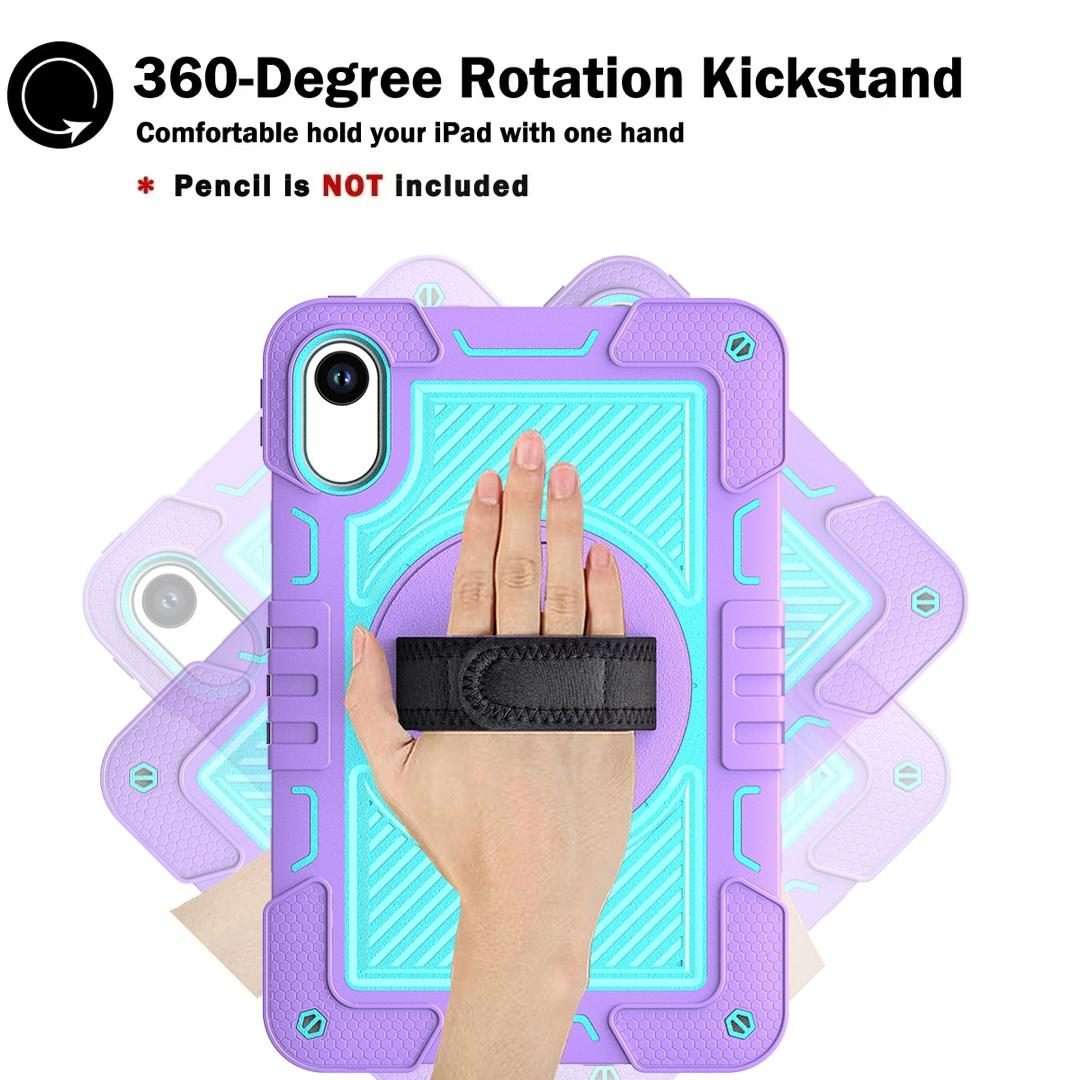 For Xiaomi Redmi Pad 2 360 Degree Rotation PC Contrast Silicone Tablet Case(Purple + Mint Green)
