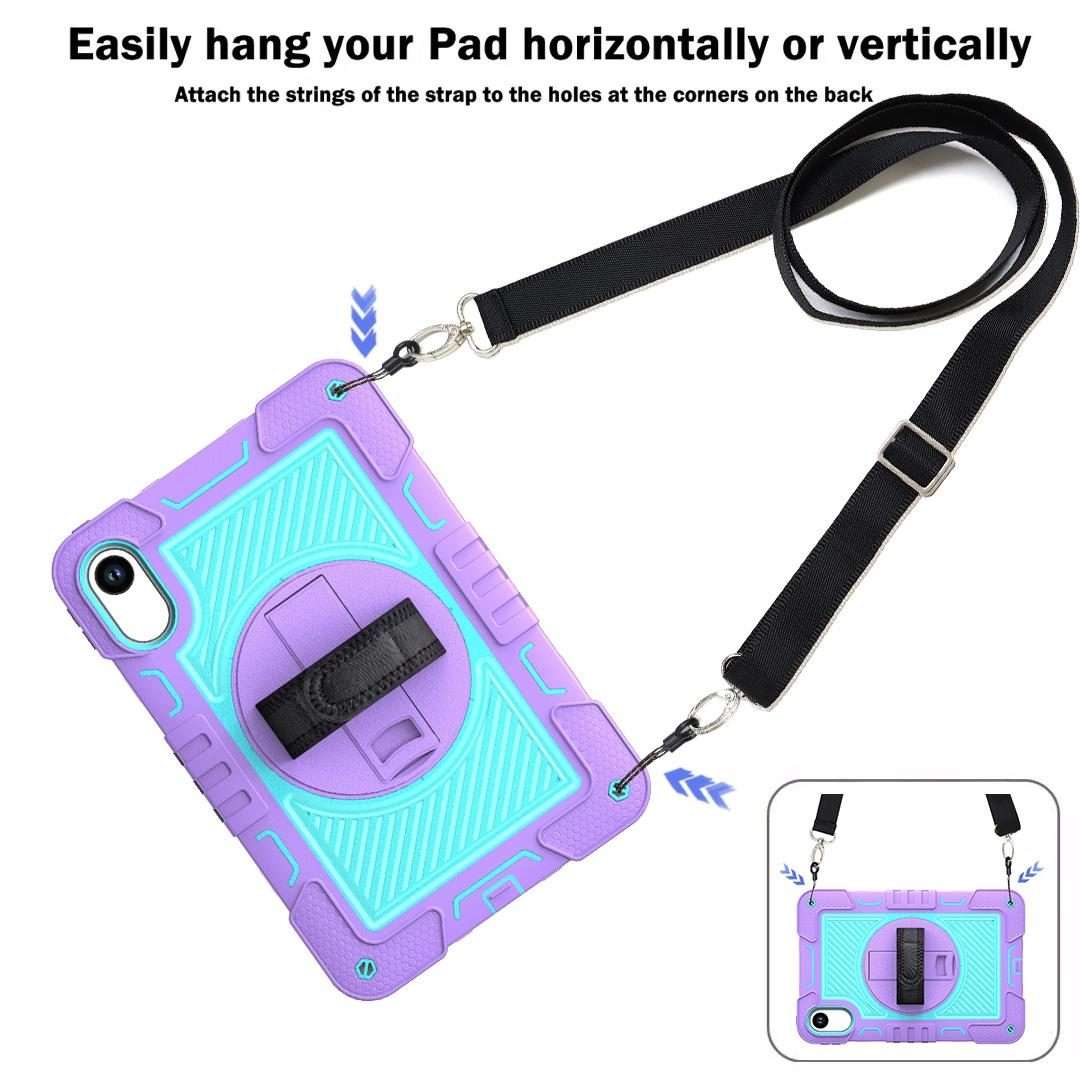For Xiaomi Redmi Pad 2 360 Degree Rotation PC Contrast Silicone Tablet Case(Purple + Mint Green)