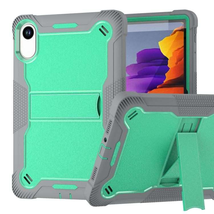 For Xiaomi Redmi Pad 2 Shockproof Silicone Hybrid PC Tablet Case with Holder(Mint Green + Grey)