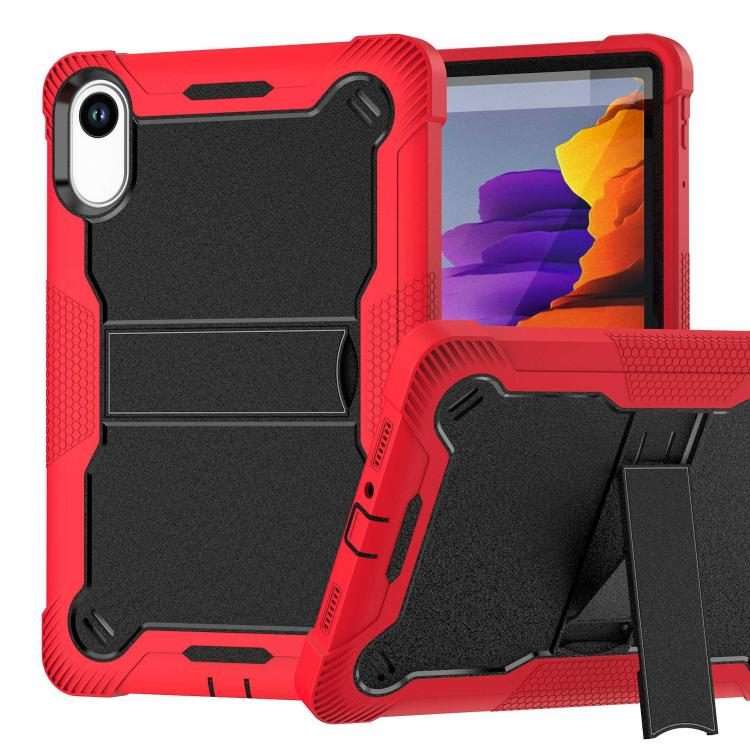 For Xiaomi Redmi Pad 2 Shockproof Silicone Hybrid PC Tablet Case with Holder(Black + Red)